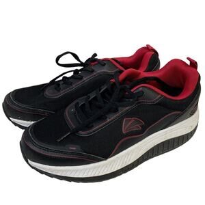 AOV Mens Size 8.5 Red Black Lace Up Low Top Round Toe Tennis Athletic Shoes EUC